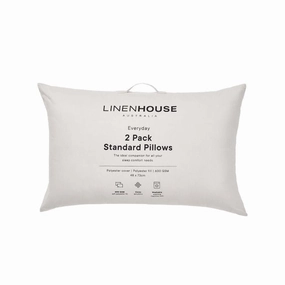 Everyday Washable Standard 2 Pack Pillow Pair 600gsm by Linen House