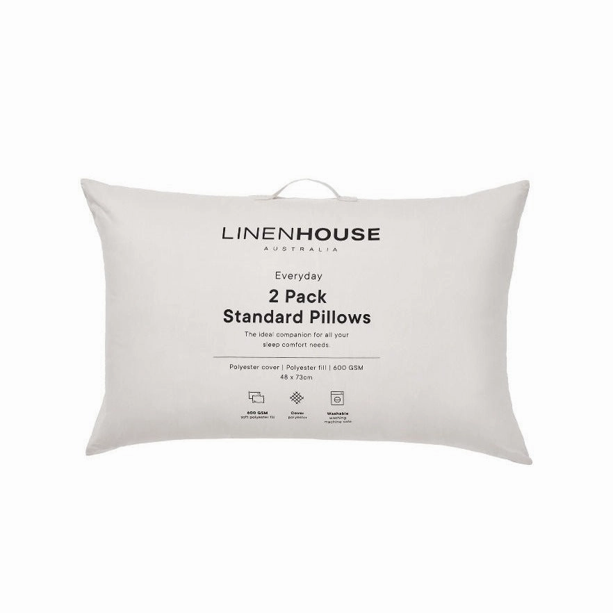 Everyday Washable Standard 2 Pack Pillow Pair 600gsm by Linen House