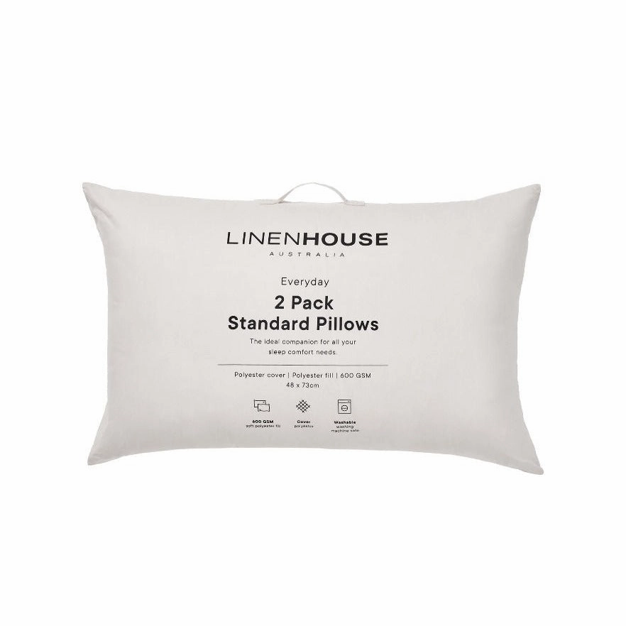 Everyday Washable Standard 2 Pack Pillow Pair 600gsm by Linen House
