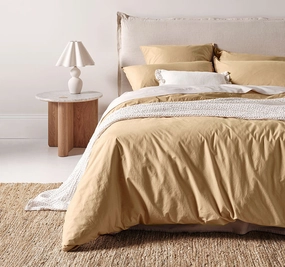 Evie Organic Cotton Quilt Cover Range Caramel