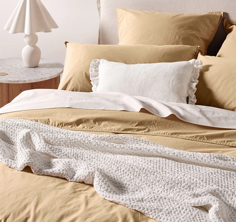 Evie Organic Cotton Quilt Cover Range Caramel