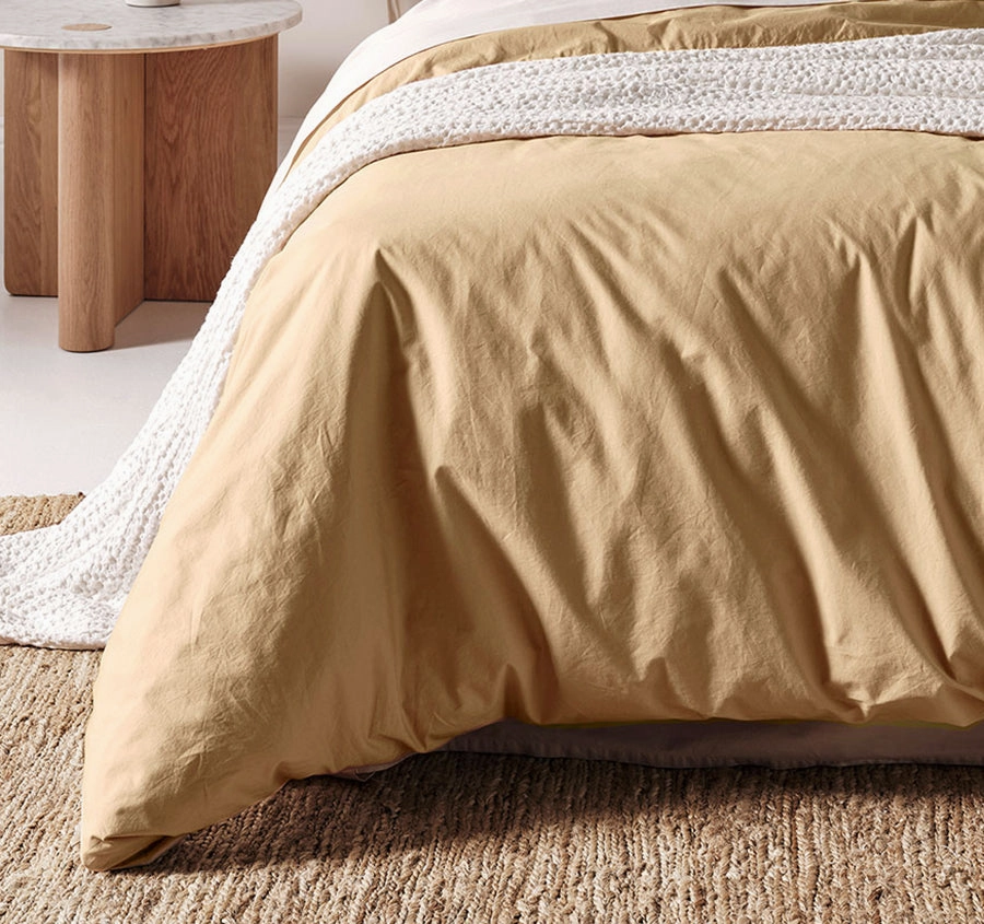 Evie Organic Cotton Quilt Cover Range Caramel