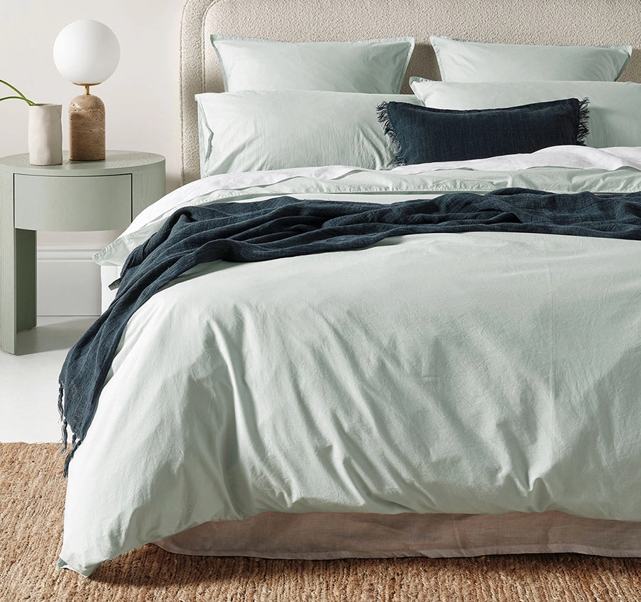 Evie Organic Cotton Quilt Cover Range Mist