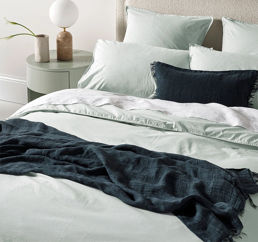 Evie Organic Cotton Quilt Cover Range Mist