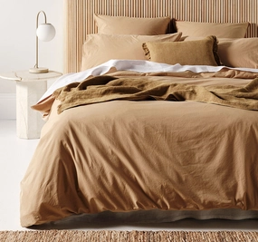 Evie Organic Cotton Quilt Cover Range Toasted Pecan