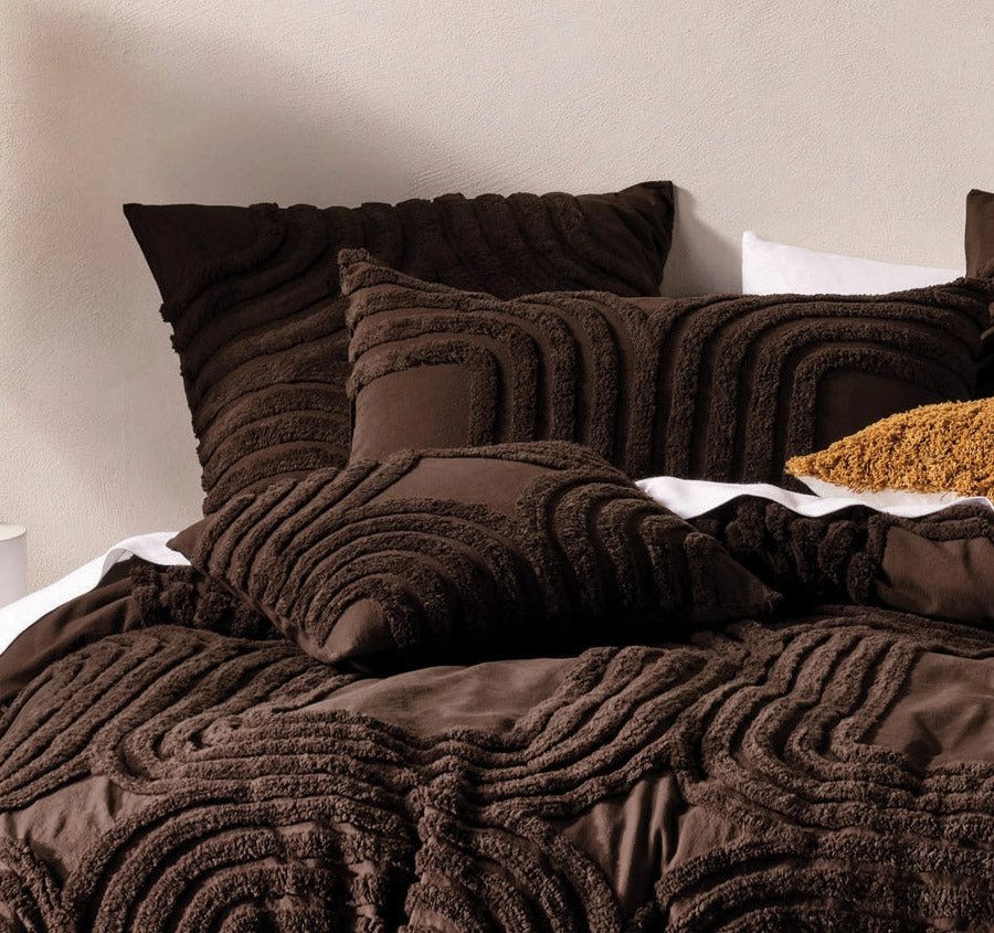 Farrah Quilt Cover Set Range Cacao