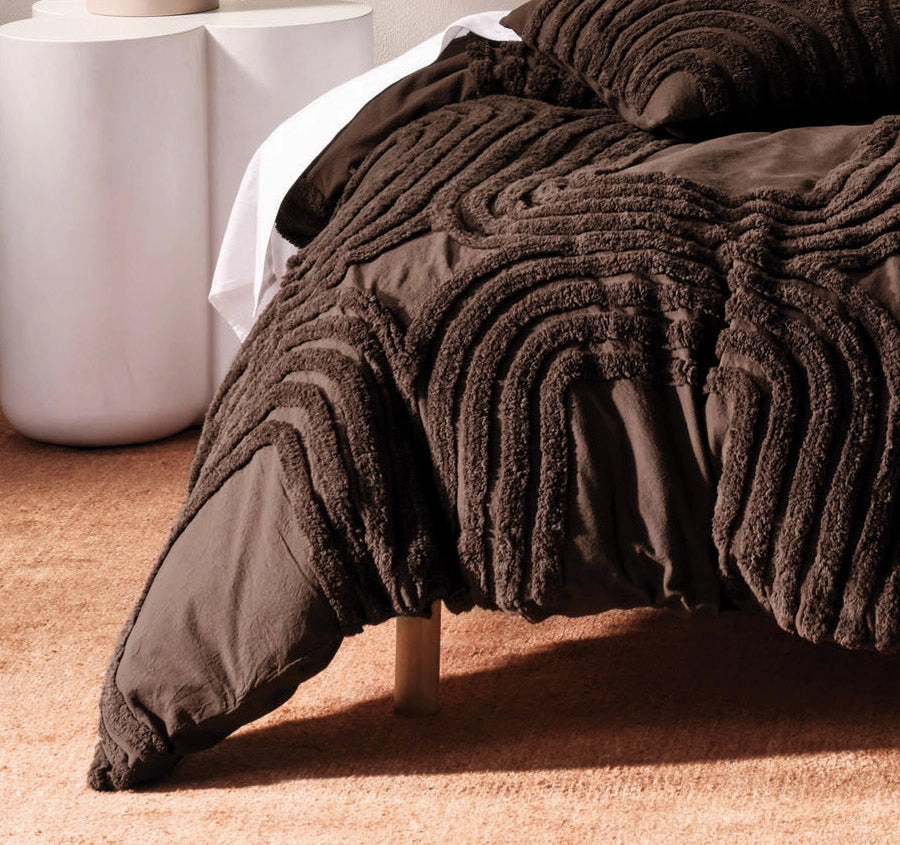 Farrah Quilt Cover Set Range Cacao