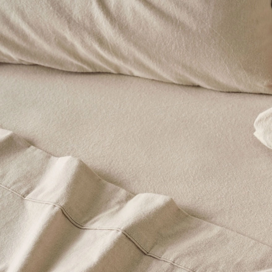 Flannelette Plain-Dyed Taupe Sheet Set by LINEN HOUSE