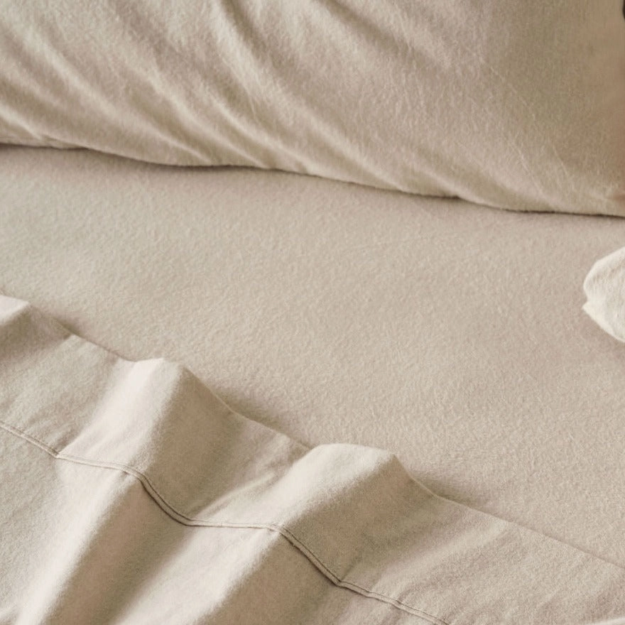 Flannelette Plain-Dyed Taupe Sheet Set by LINEN HOUSE