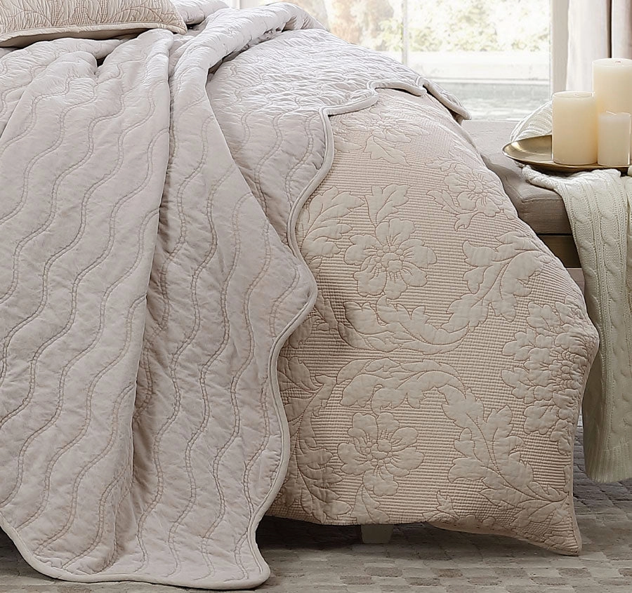 Fleur Quilt Cover Set Range Sand