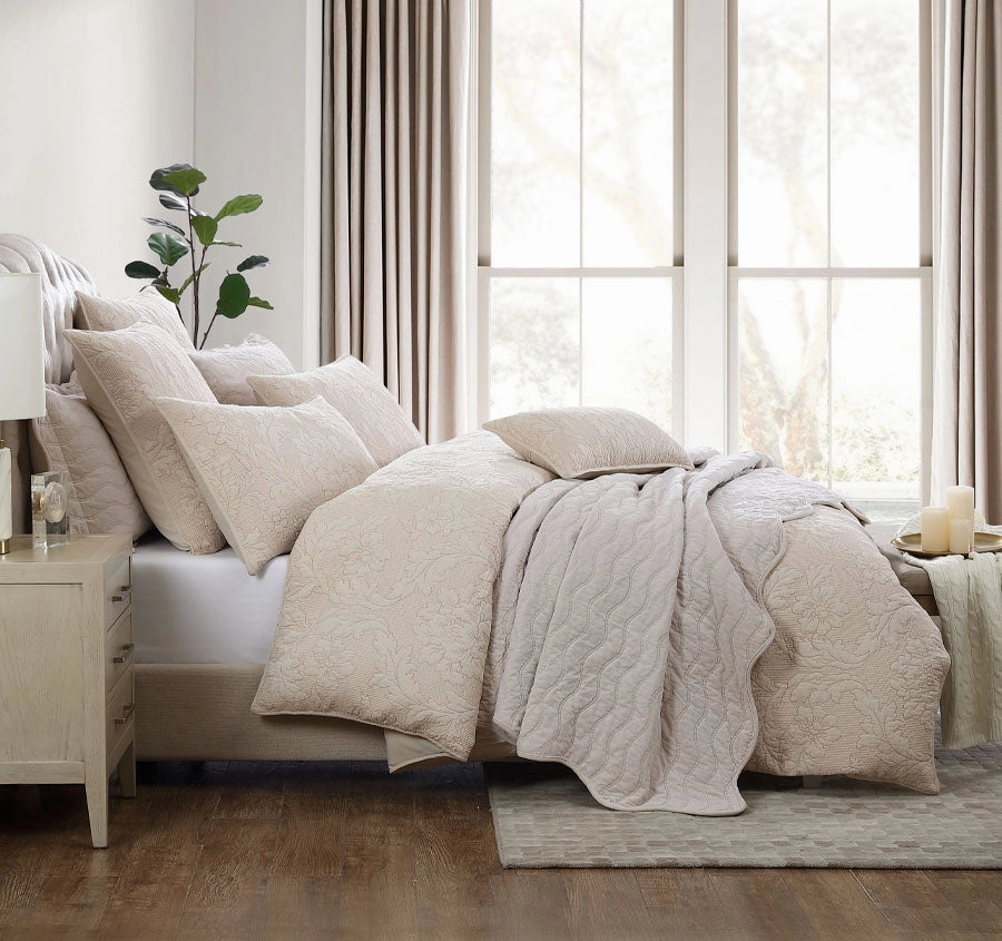 Fleur Quilt Cover Set Range Sand