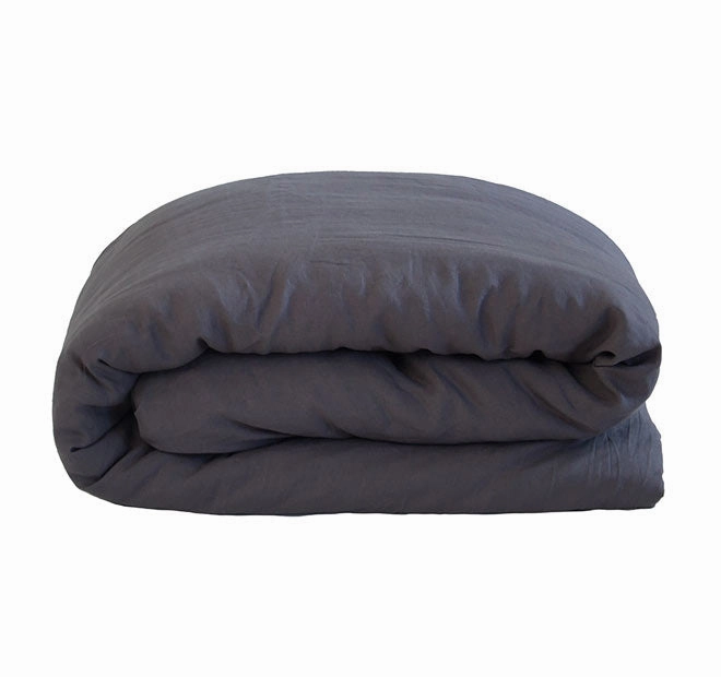 French Linen Quilt Cover Set Range Charcoal