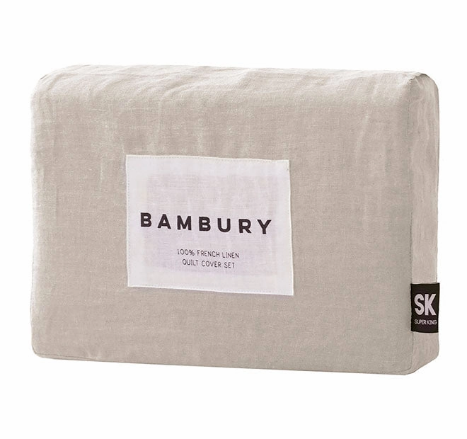 French Linen Quilt Cover Set Range Pebble