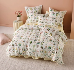 Garden Bed Quilt Cover Set Range Vanilla