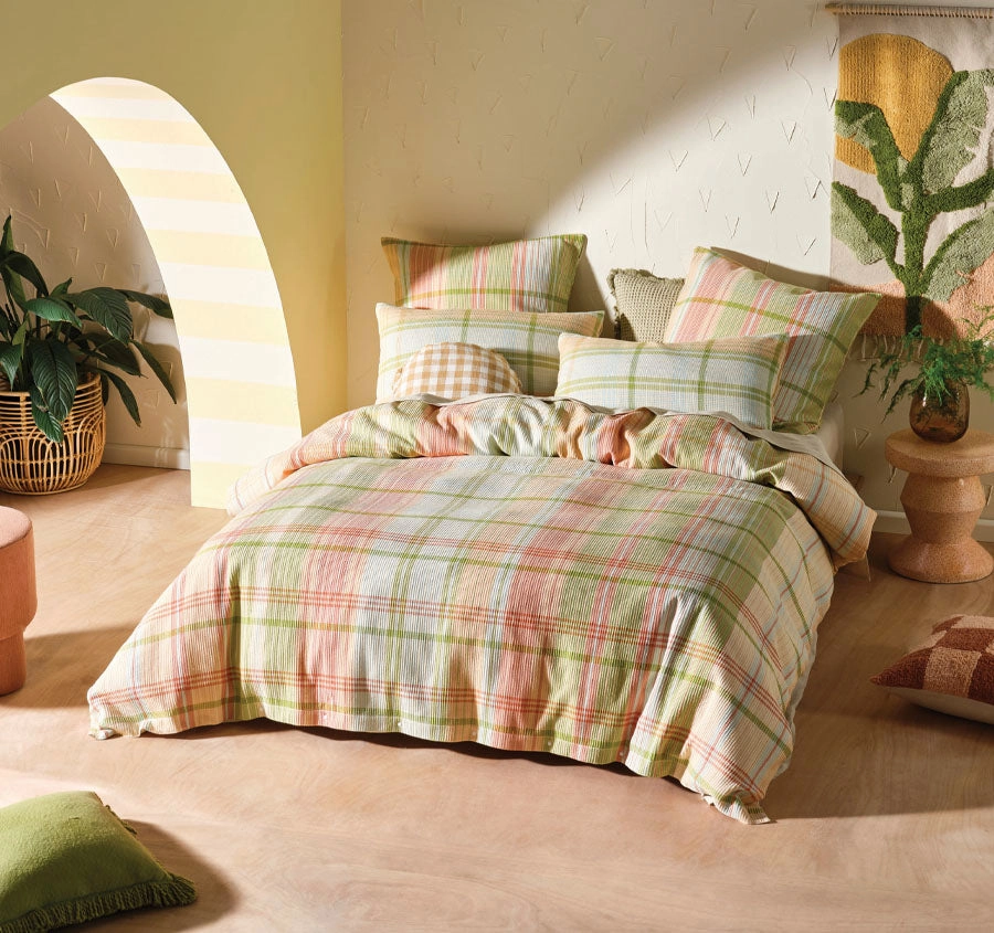 Geena Quilt Cover Set Range Green Apple