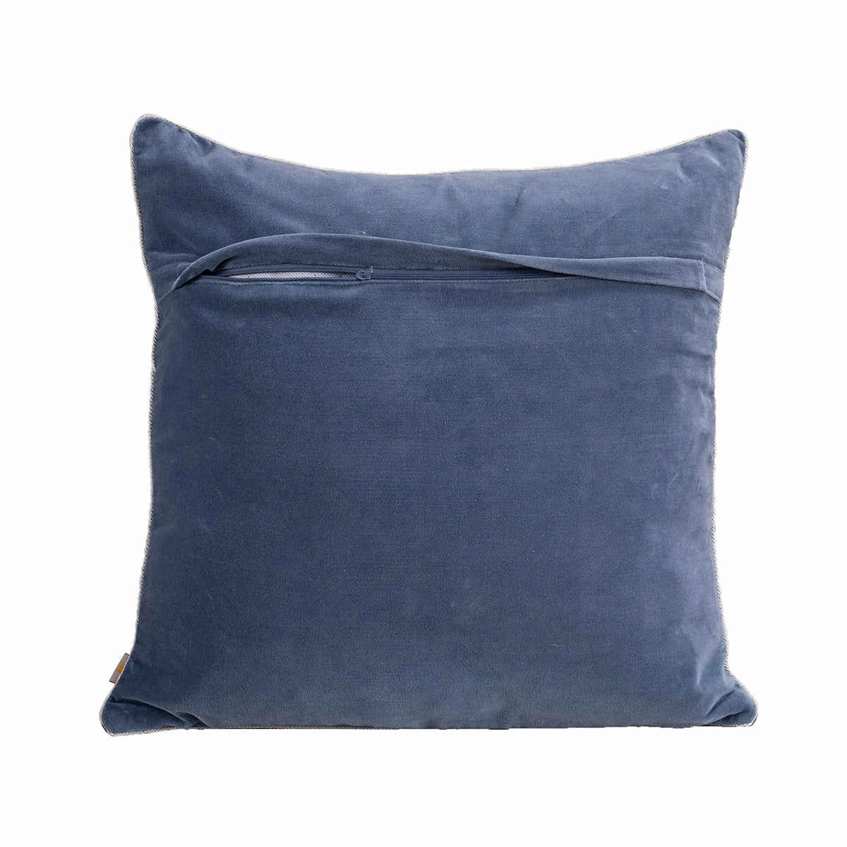 Grandeur Solid Velvet 100%Cotton Blue Cushion Cover