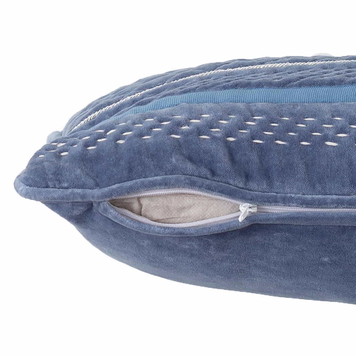 Grandeur Vintgem Hand Embridery 100% Cotton Blue Cushion Cover