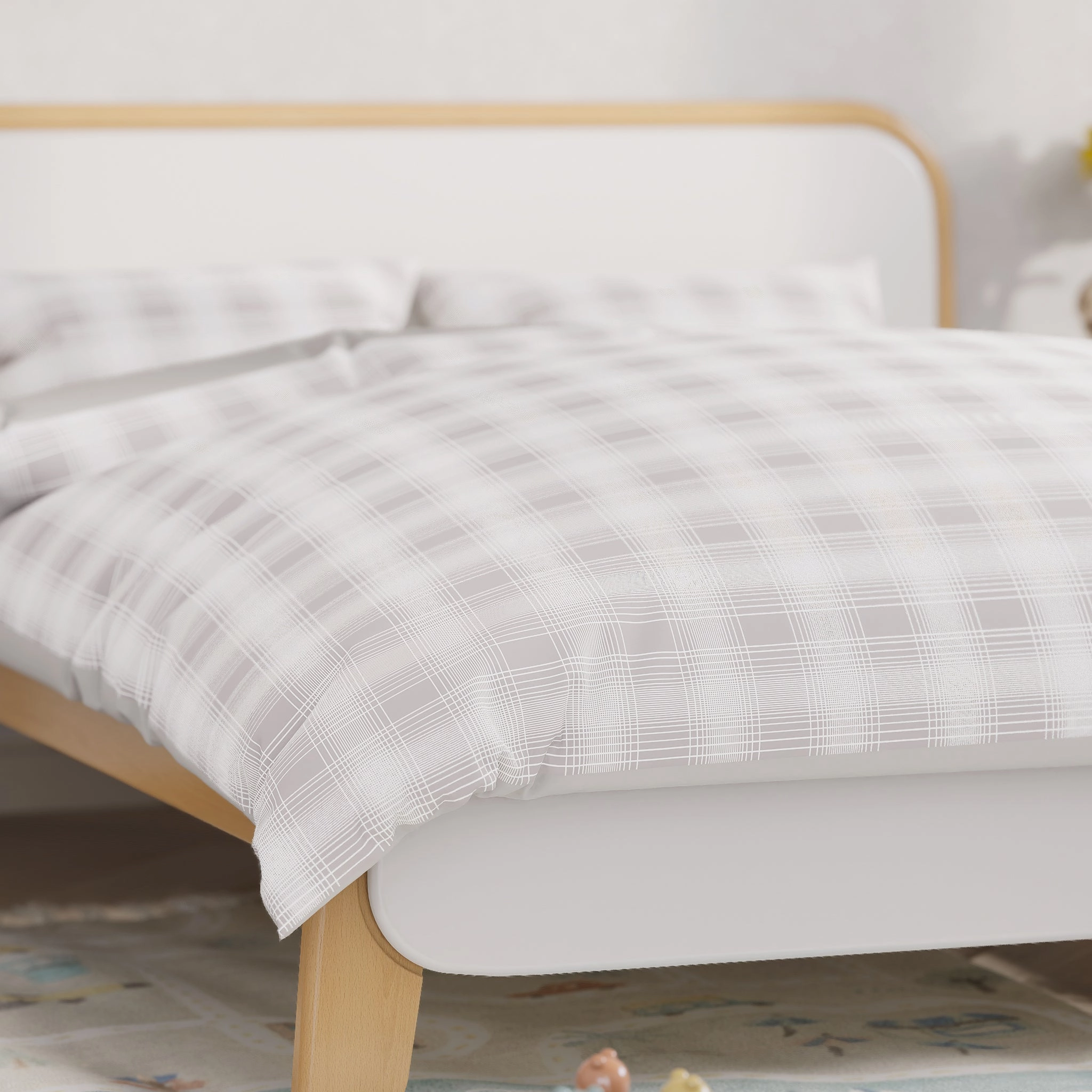 Grey Plaid Queen Quilt Cover Set