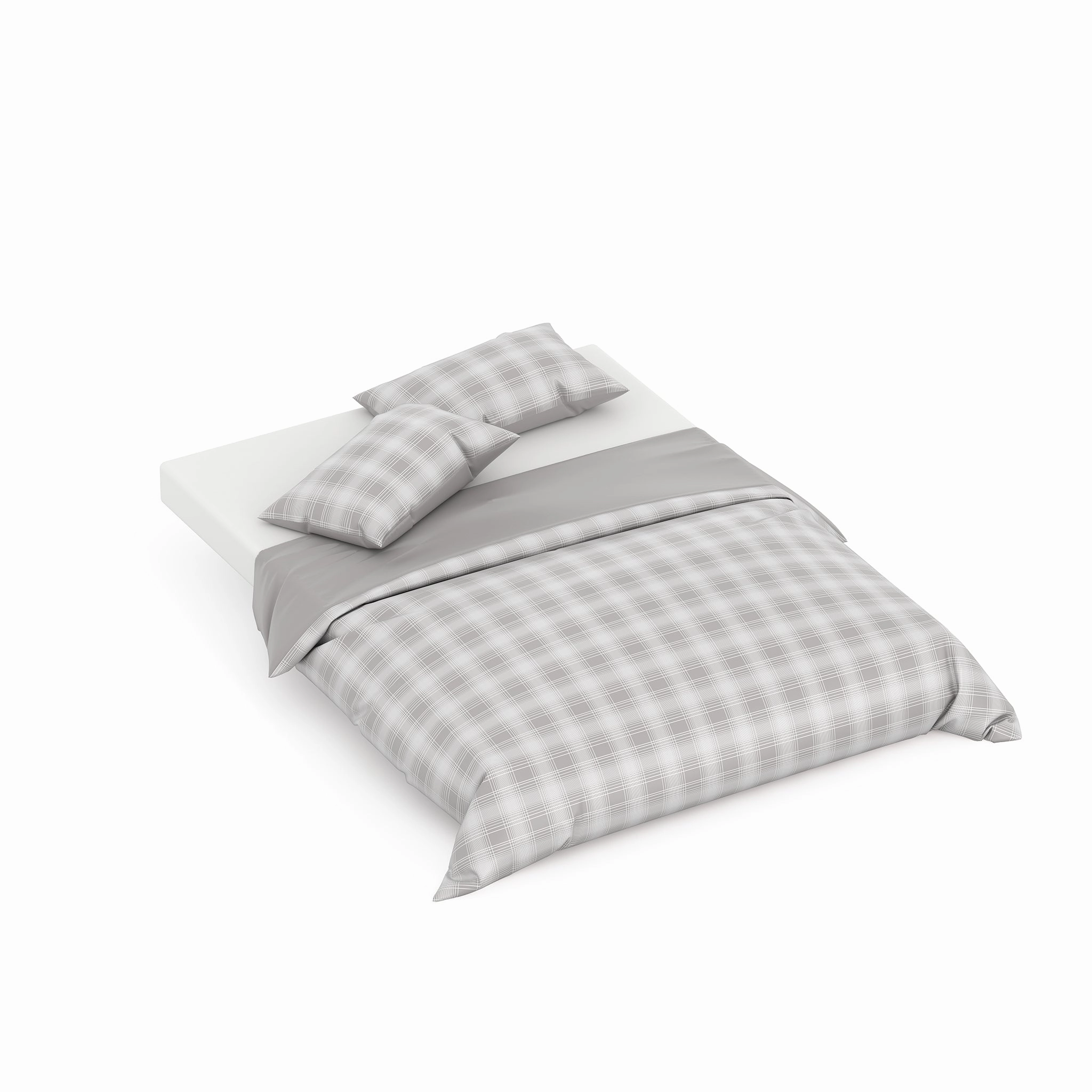 Grey Plaid Queen Quilt Cover Set