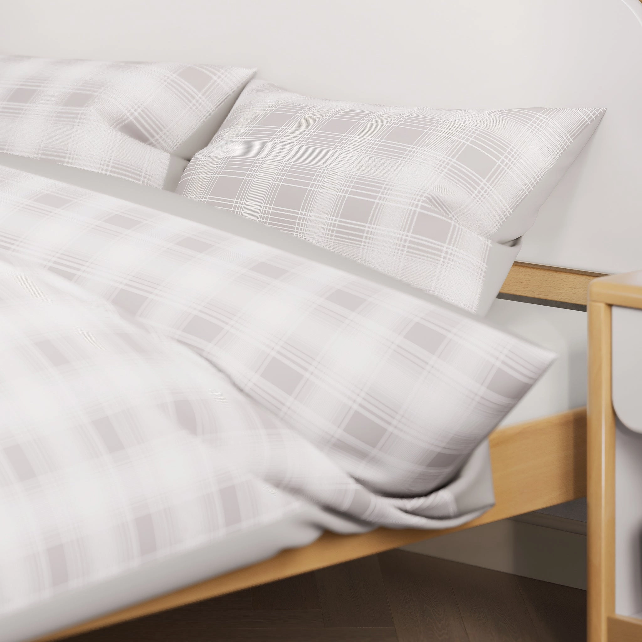 Grey Plaid Queen Quilt Cover Set