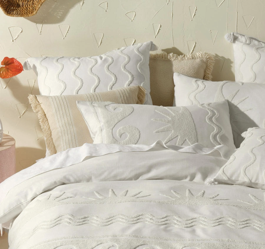 Helios Quilt Cover Set Range Vanilla