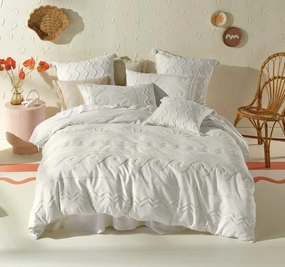 Helios Quilt Cover Set Range Vanilla