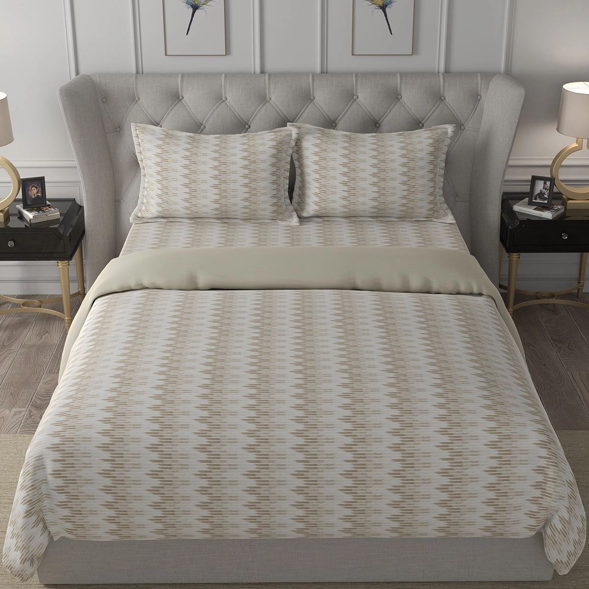 Hermosa Exotic Bouquet Asher Neutral 4 Pc Quilt/Quilted Bed Cover Set