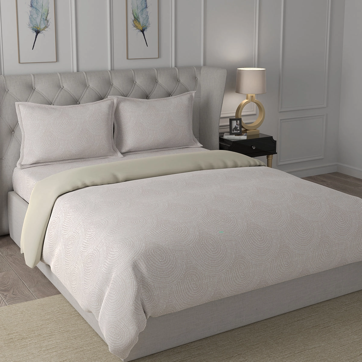 Hermosa Exotic Bouquet Solaris Neutral 4 Pc Quilt/Quilted Bed Cover Set