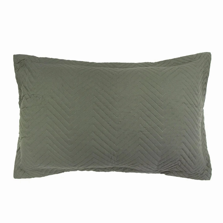 Herringbone Moss Coverlet Set By Bambury