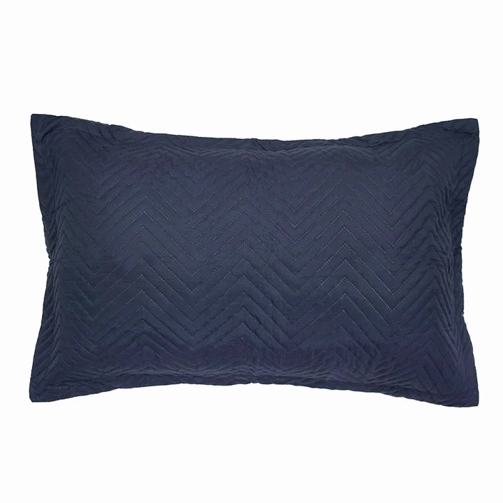 Herringbone Navy Coverlet Set By Bambury