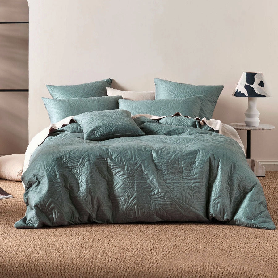 Isadora Quilt Cover Set Petrol by Linen House
