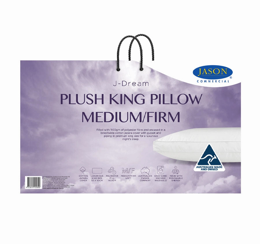 J-Dream Plush 1100g King Medium Firm Gusset Pillow