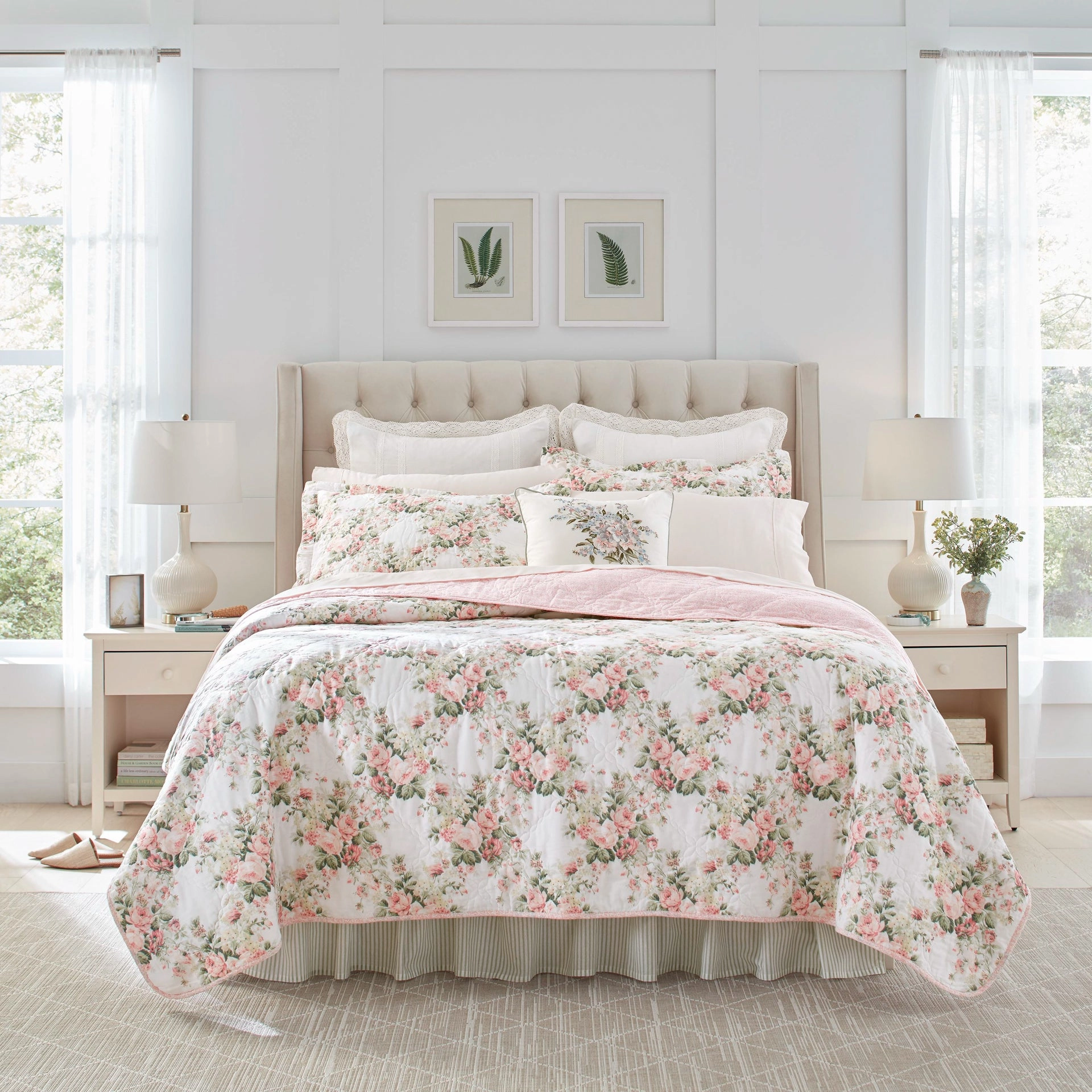 Joyce Peach Bellini Coverlet Set by Laura Ashley