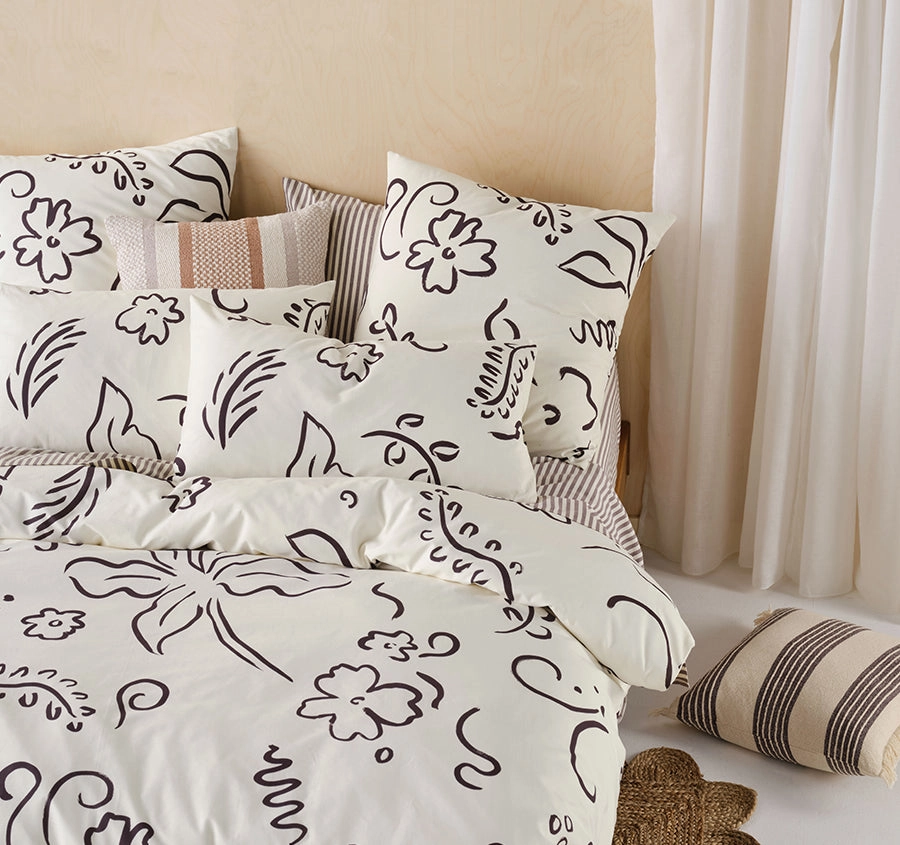 Kenzi Quilt Cover Set Range Vanilla