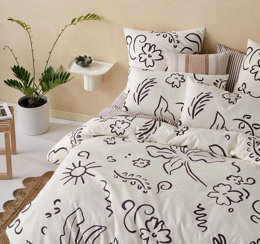 Kenzi Quilt Cover Set Range Vanilla