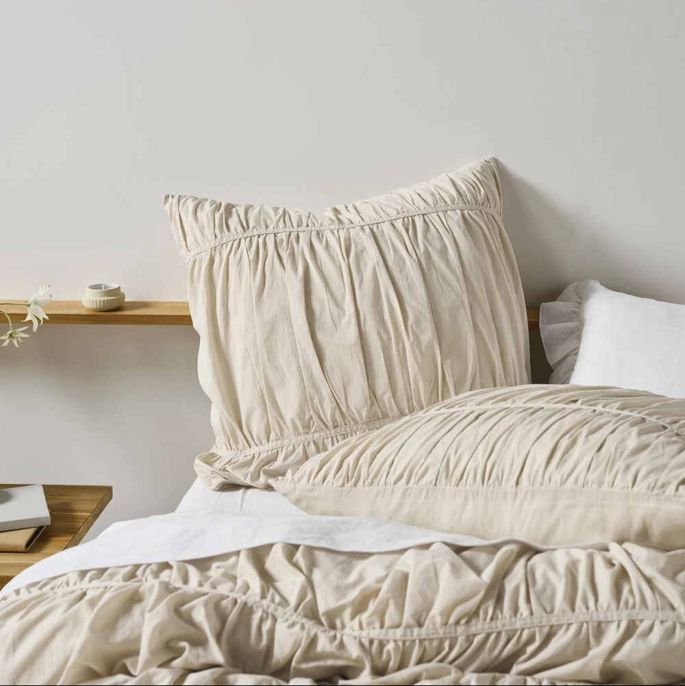 Layla Natural European Pillowcase by Linen House