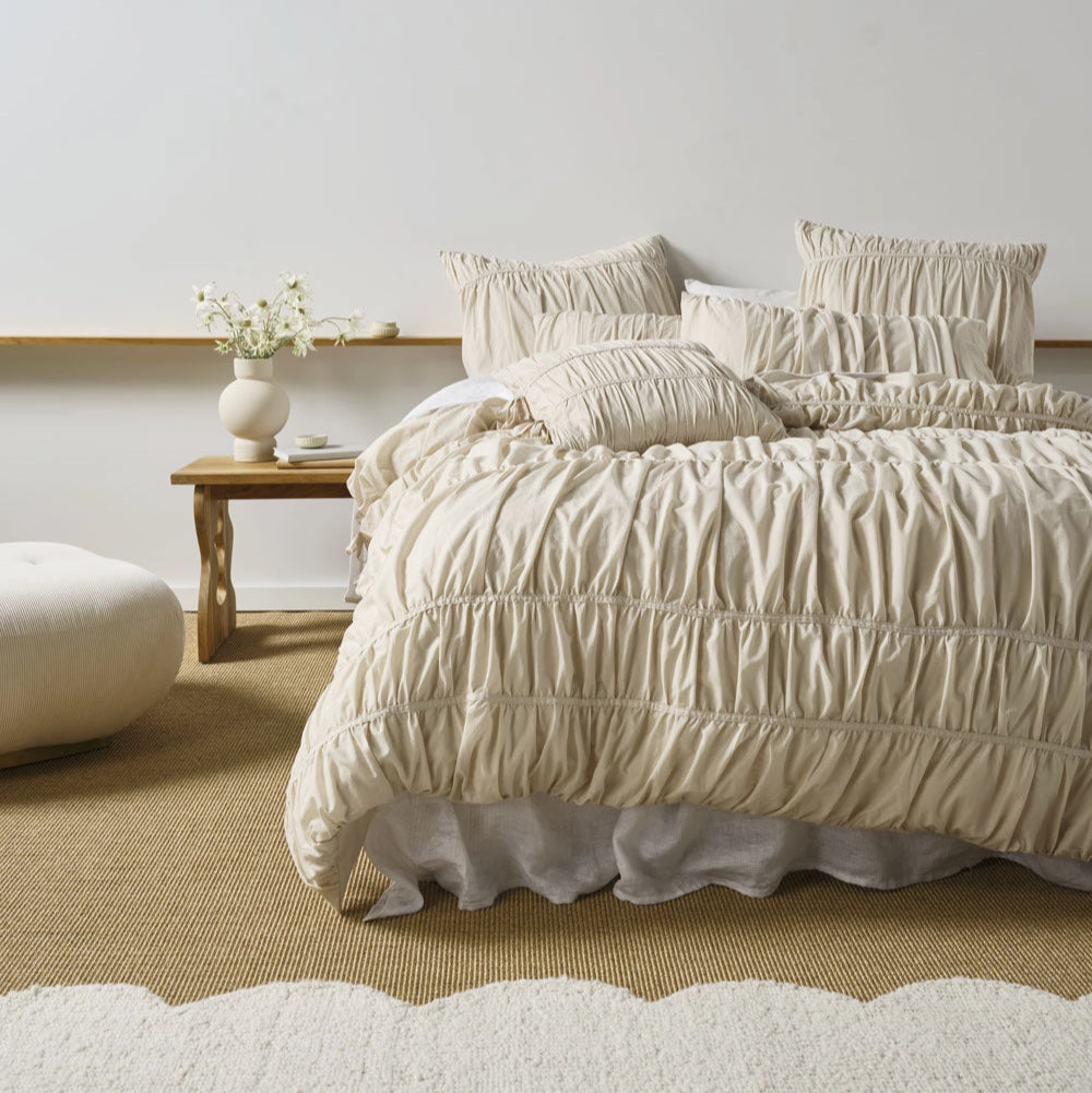 Layla Natural European Pillowcase by Linen House