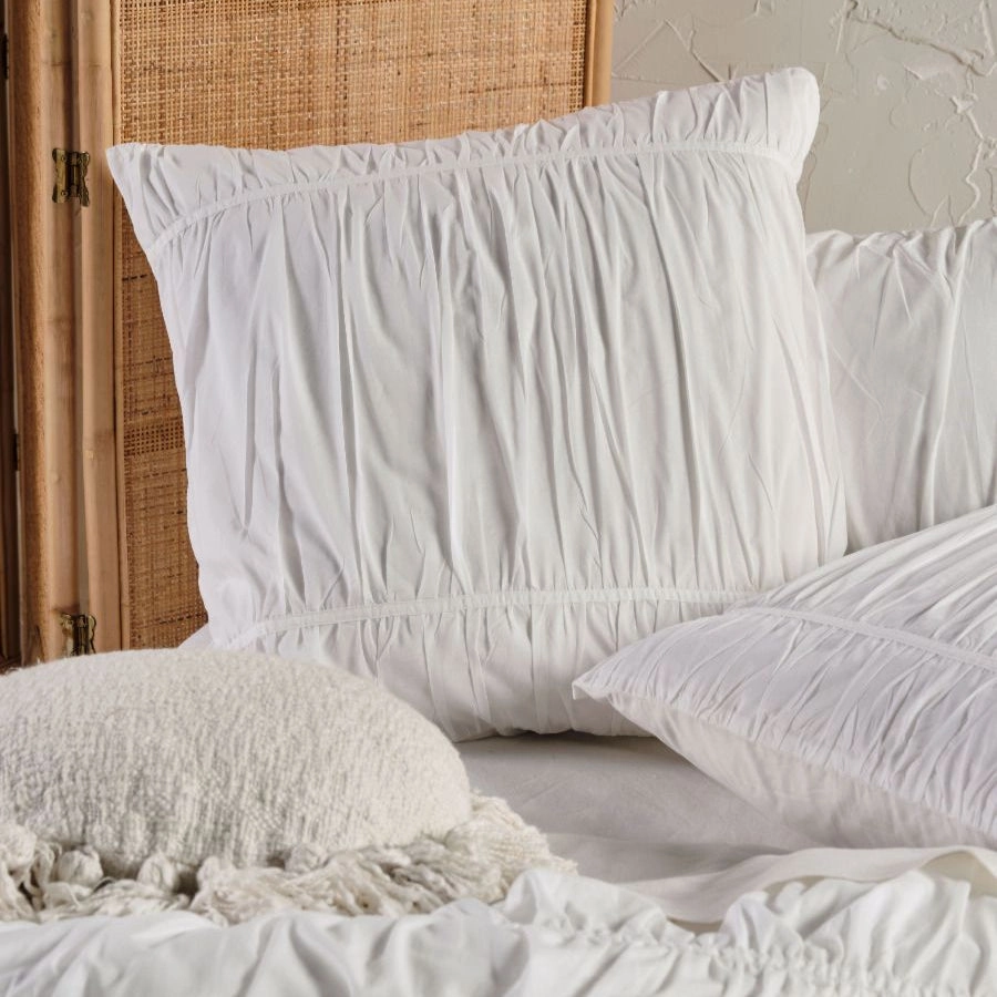 Layla White European Pillowcase by Linen House