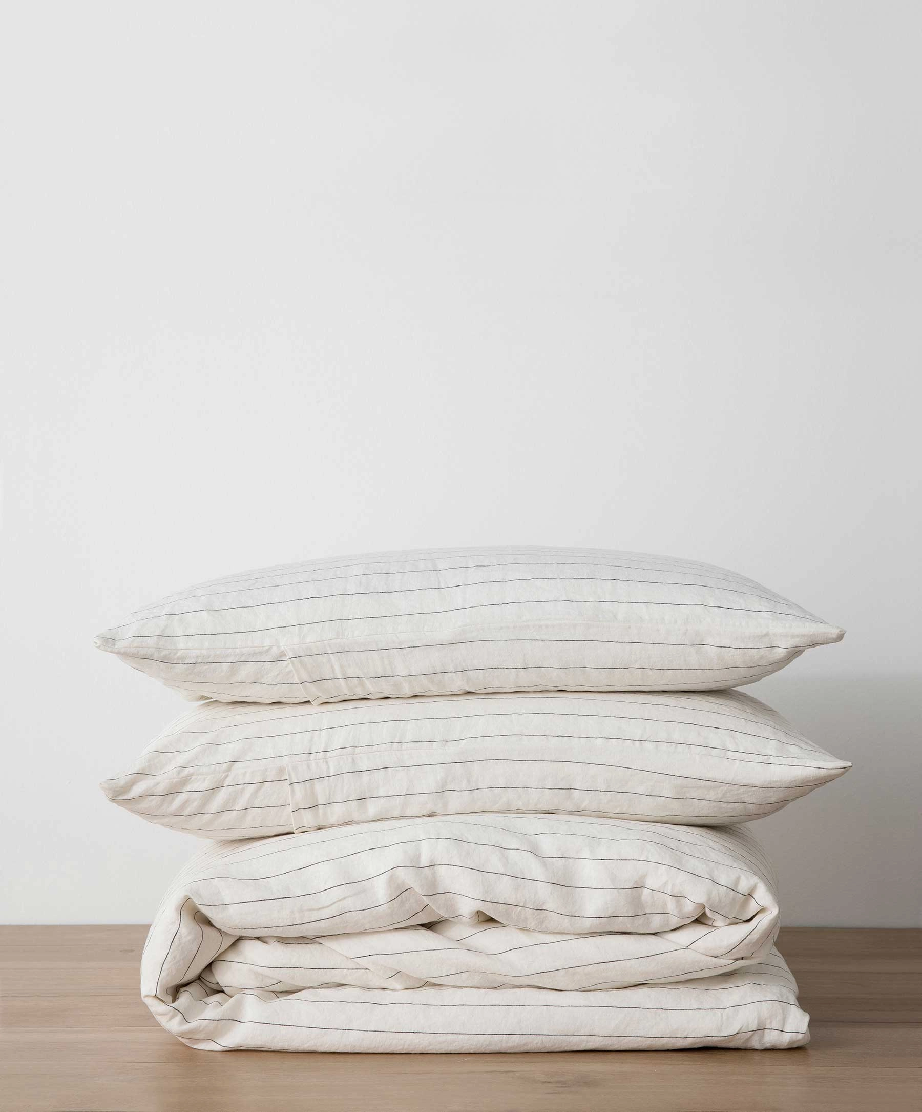 Linen Duvet Cover Set - Pencil Stripe
