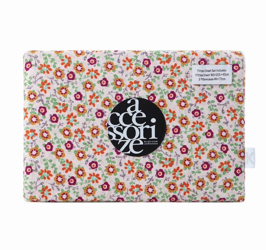 Lisa Washed Cotton Fitted Sheet Combo Set Green