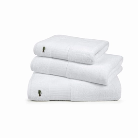 LLECROCO Blanc 600gsm Bath Towel Collection by Lacoste