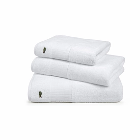 LLECROCO Blanc 600gsm Bath Towel Collection by Lacoste