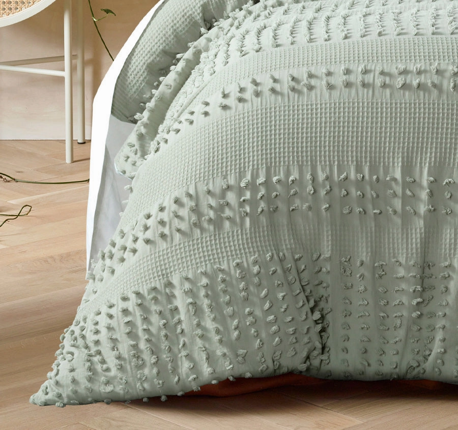 Luca Quilt Cover Set Range Sage