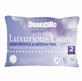 Luxurious Latex HIGH Profile & MEDIUM Feel Pillow by Dunlopillo (2 Pack)