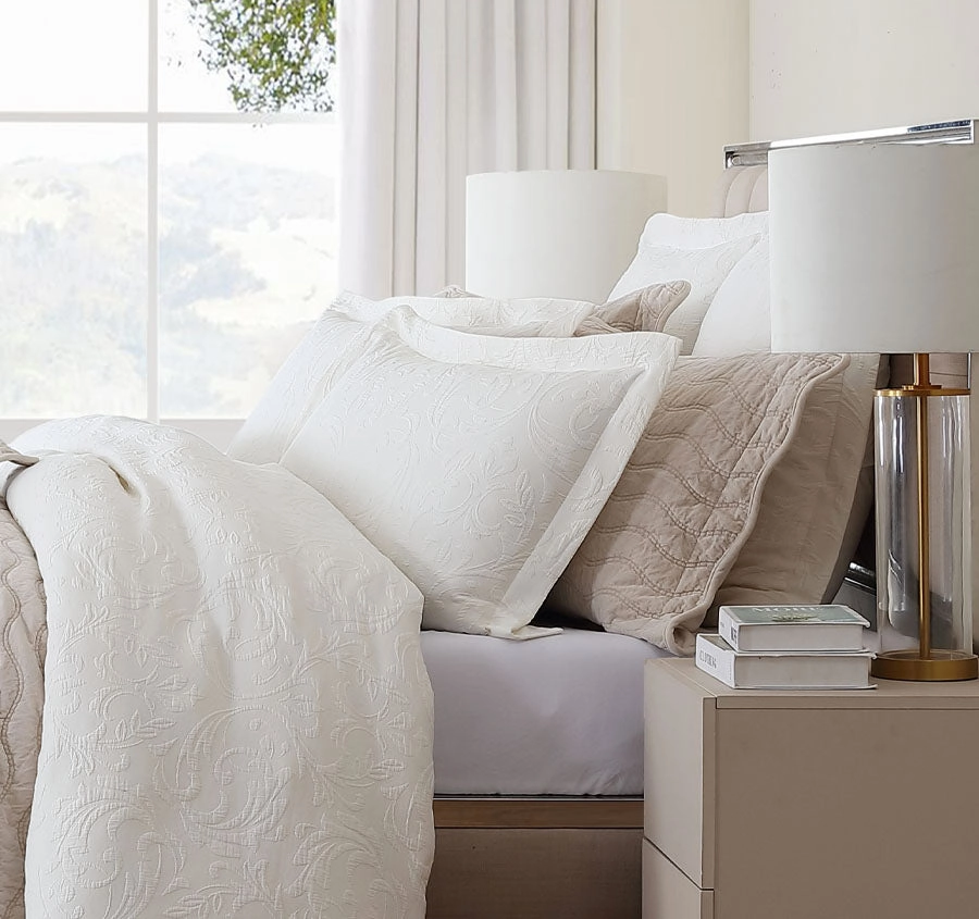 Marbella Quilt Cover Set Range Ivory