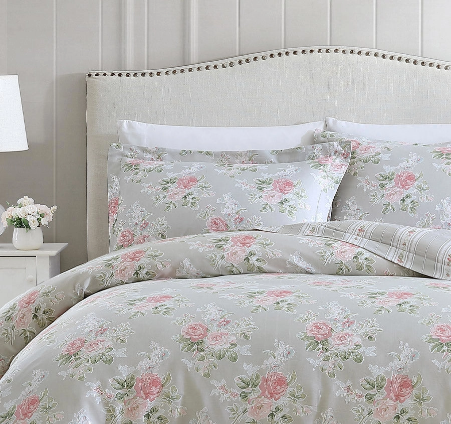 Melany Quilt Cover Set Range Pink and Grey
