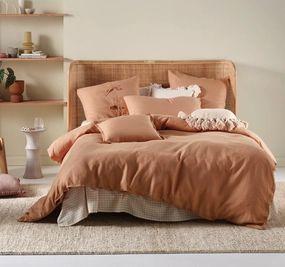 Nimes Linen Quilt Cover Set Range Clay