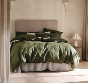 Nimes Linen Quilt Cover Set Range Moss