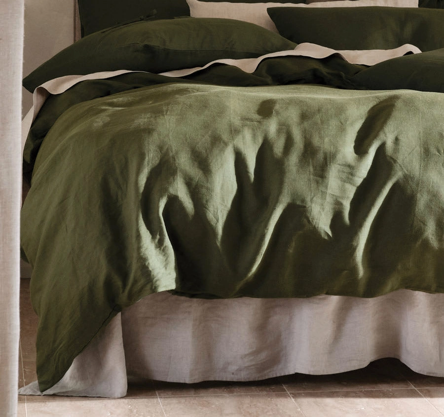 Nimes Linen Quilt Cover Set Range Moss