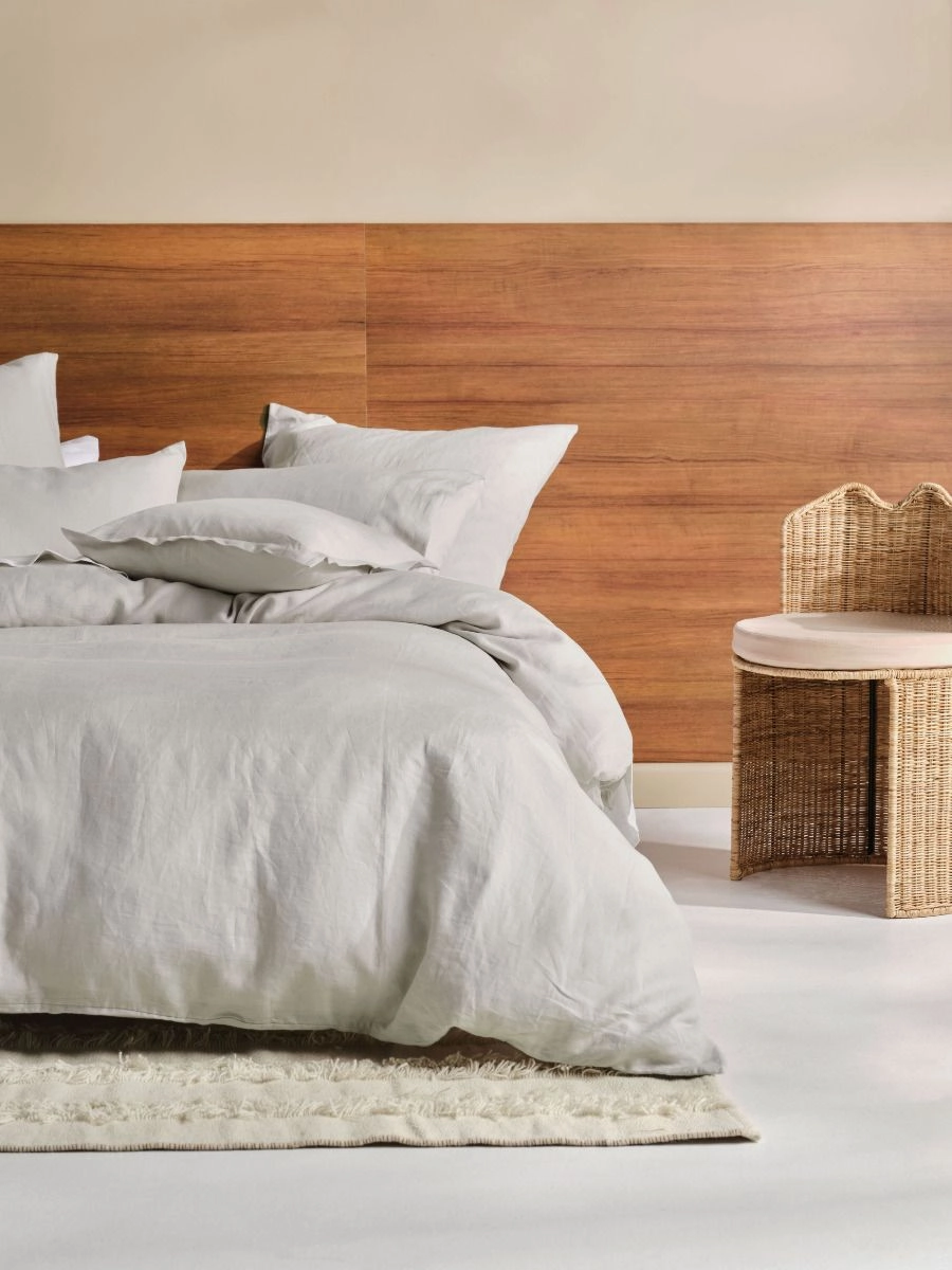 Nimes Linen Quilt Cover Set Range Pale Grey